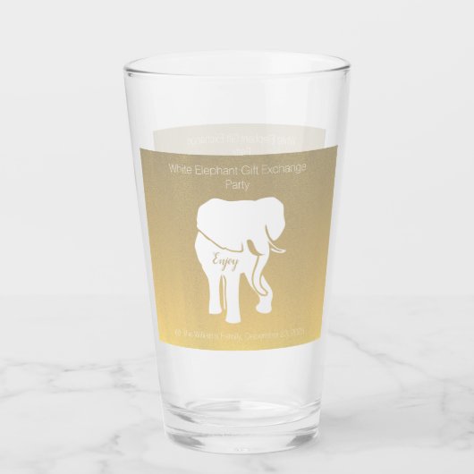 Bruin witte lephant Gift Exchange - aangepaste tek Glas (Voorkant)