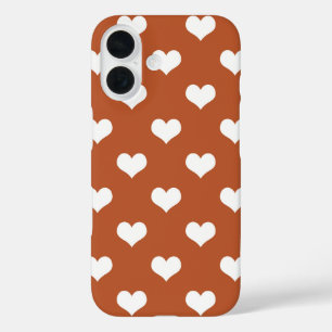Bruin Witte Liefdeshart Patroon Ontwerp  iPhone 16 Hoesje