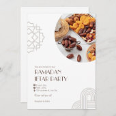 Bruin Witte Minimalistische Ramadan Iftar Feest Kaart (Voorkant / Achterkant)