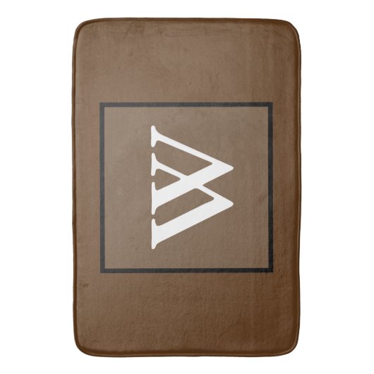 Bruin Witte Monogram Badmat (Voorkant Verticaal)
