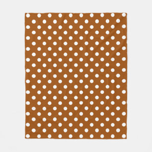 Bruin Witte Polka Dots Design Fleece Deken