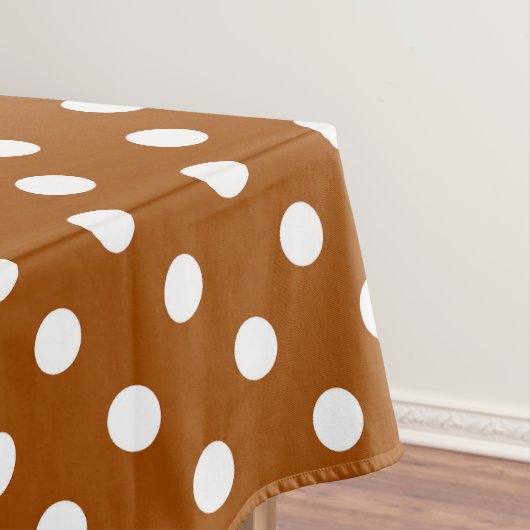 Bruin Witte Polka Dots Design Tafelkleed (Voorbeeld)