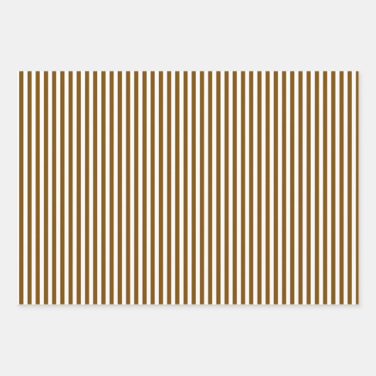 Bruin & Witte Strepen Inpakpapier Vel (Voorkant)