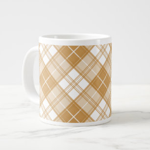Bruin Witte Tartan Patroon yxm0uat9 Grote Koffiekop