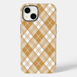 Bruin Witte Tartan Patroon yxm0uat9 iPhone 14 Hoesje