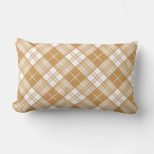 Bruin Witte Tartan Patroon yxm0uat9 Kussen