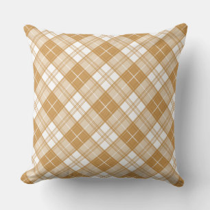 Bruin Witte Tartan Patroon yxm0uat9 Kussen