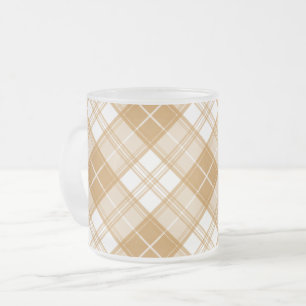 Bruin Witte Tartan Patroon yxm0uat9 Matglas Koffiemok