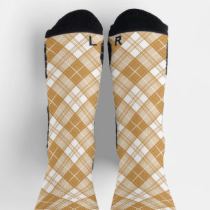Bruin Witte Tartan Patroon yxm0uat9 Sokken