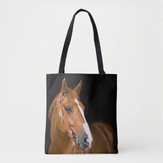 Bruin-witte vierpaardfoto tote bag (Voorkant)