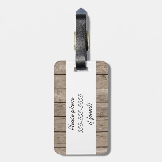 Bruin Wood Bagagelabel (Achterkant verticaal)