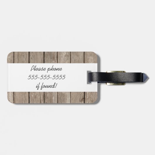 Bruin Wood Bagagelabel (Achterkant horizontaal)