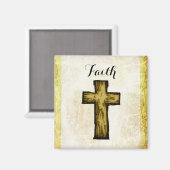 Bruin Wooden Kruissymbool voor geloof en hoop Magneet (Voorkant / Achterkant)