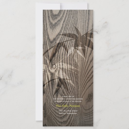 Bruin Woodgrain Bamboo Leaves Rustic Asian Wedding Kaart (Achterkant)