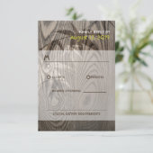 Bruin Woodgrain Bamboo Leaves Rustic Asian Wedding RSVP Kaartje (Staand voorkant)