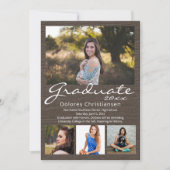 Bruin Woodgrain Modern 4 Foto Afstuderen Kaart (Voorkant)