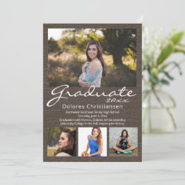 Bruin Woodgrain Modern 4 Foto Afstuderen Kaart
