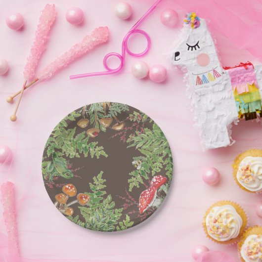 Bruin Woodland Kikkikkervisje Rustige Picnic Papieren Bordje (Feest)