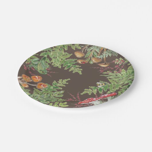 Bruin Woodland Kikkikkervisje Rustige Picnic Papieren Bordje (Gekanteld)
