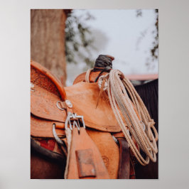 Bruin zadels met Poster van de cowboy Rope Cowboy