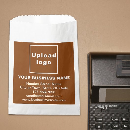 Bruin zakelijk merk op papiertas bedankzakje