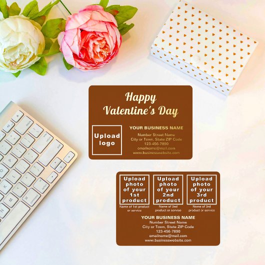 Bruin Zakelijk Merk op Valentijn Rechthoek Folie Feestdagenkaart