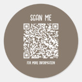Bruin | Zakelijke QR-code scanbaar Ronde Sticker (Voorkant)