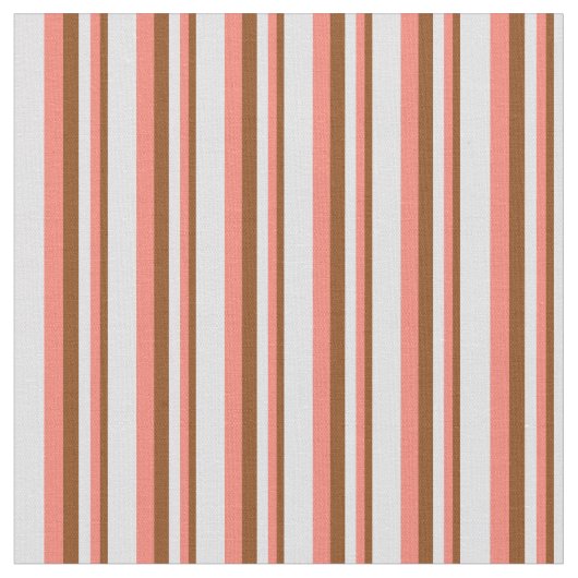 Bruin, zalm en lavender Striped Pattern Stof (Close Up)