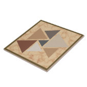 Bruin zandsteen geometrisch patroon tegeltje (Zijkant)