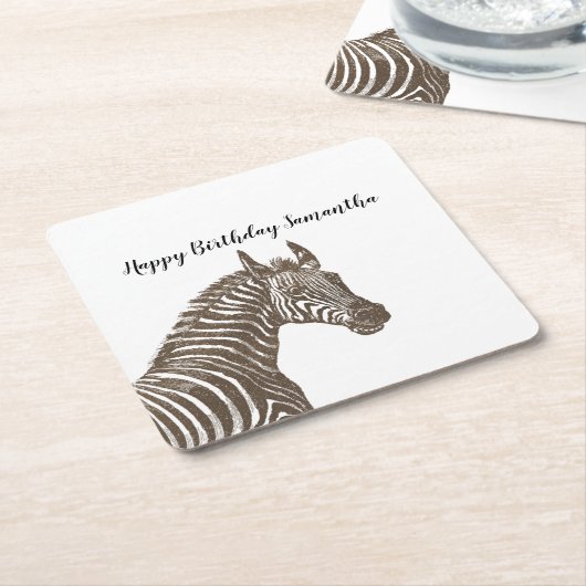Bruin Zebra Kartonnen Onderzetters (Schuin)