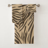 Bruin Zebra Print Satin Ribbon Bad Handdoek (Insitu)