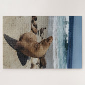 Bruin Zee Loon op strand Legpuzzel (Horizontaal)