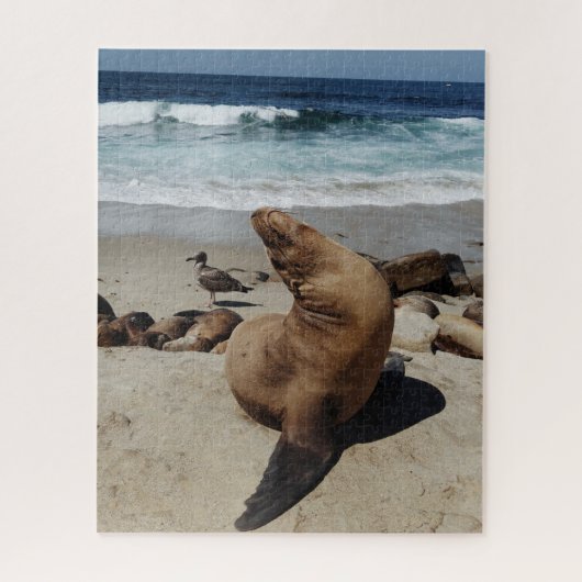 Bruin Zee Loon op strand Legpuzzel (Verticaal)