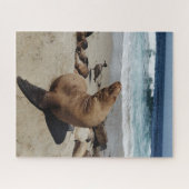 Bruin Zee Loon op strand Legpuzzel (Horizontaal)