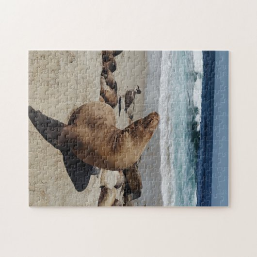 Bruin Zee Loon op strand Legpuzzel (Horizontaal)