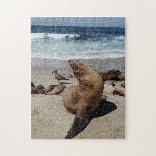 Bruin Zee Loon op strand Legpuzzel (Verticaal)