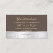 Bruin zilveren decor-Roos ventilator met Initialen Visitekaartje (Achterkant)