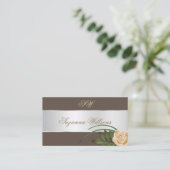 Bruin zilveren decor-Roos ventilator met Initialen Visitekaartje (Staand voorkant)