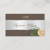Bruin zilveren decor-Roos ventilator met Initialen Visitekaartje (Voorkant)