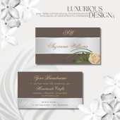 Bruin zilveren decor-Roos ventilator met Initialen Visitekaartje