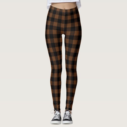 Bruin zwart, berjack Buffalo speldenpatroon Leggings (Voorkant)