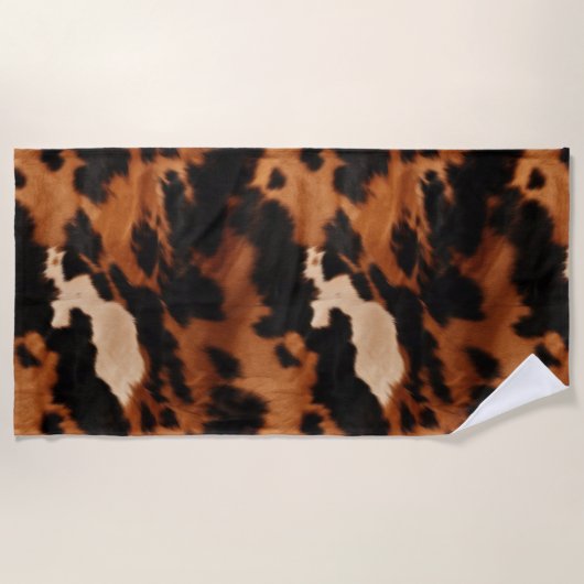 Bruin Zwart Cream Koeienhuid Western Strandlaken (Voorkant)