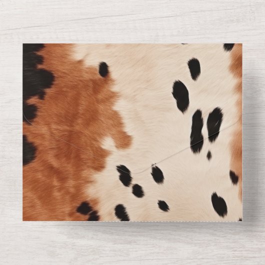 Bruin zwart crème Koeienhuid All In One Uitnodiging (Achterkant)