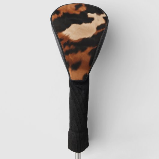 Bruin zwart crème Koeienhuid Golfheadcover (Voorkant)