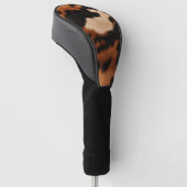 Bruin zwart crème Koeienhuid Golfheadcover (Schuin)