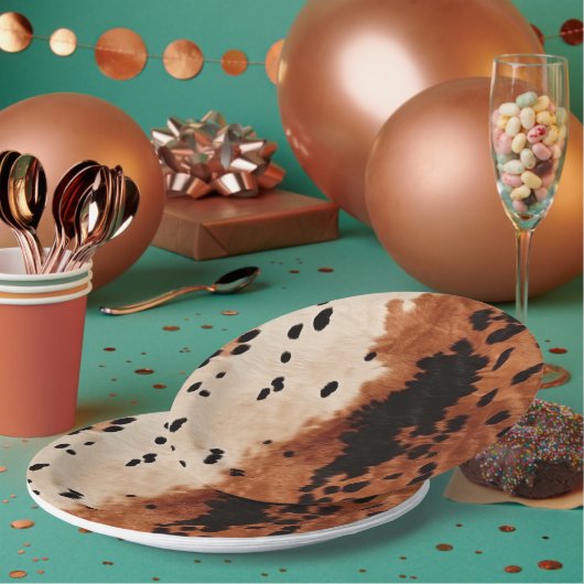 Bruin zwart crème Koeienhuid Papieren Bordje (Multi)