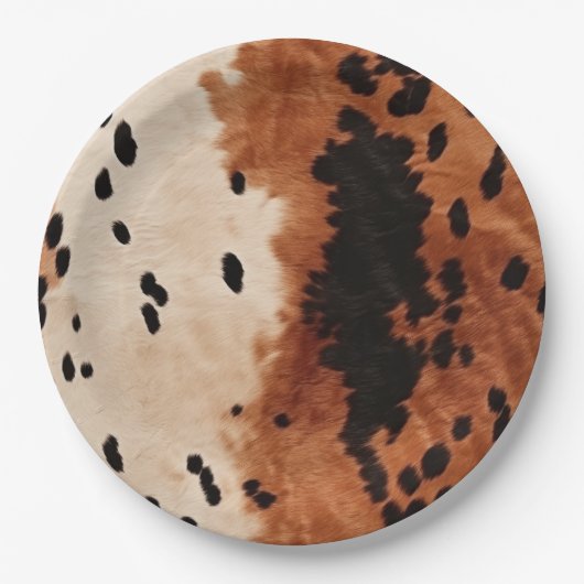 Bruin zwart crème Koeienhuid Papieren Bordje (Voorkant)