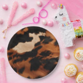 Bruin zwart crème Koeienhuid Papieren Bordje (Feest)