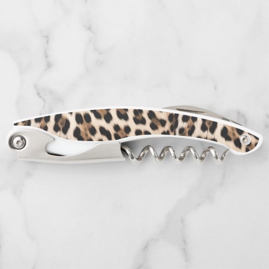 Bruin Zwart Crème Leopard Dier Kurkentrekker (Voorkant)