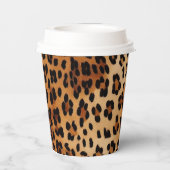 Bruin Zwart Crème Luipaard Print Papieren Bekers (Achterkant)
